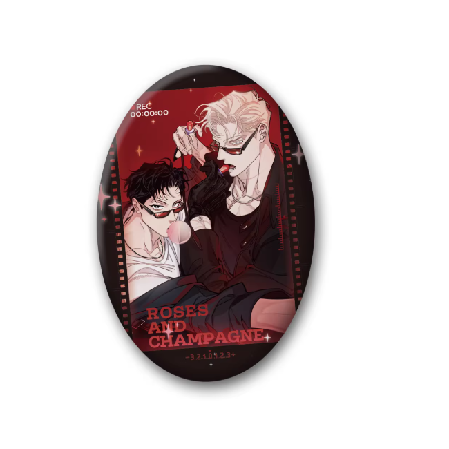 Roses and Champagne - Large Oval Badge