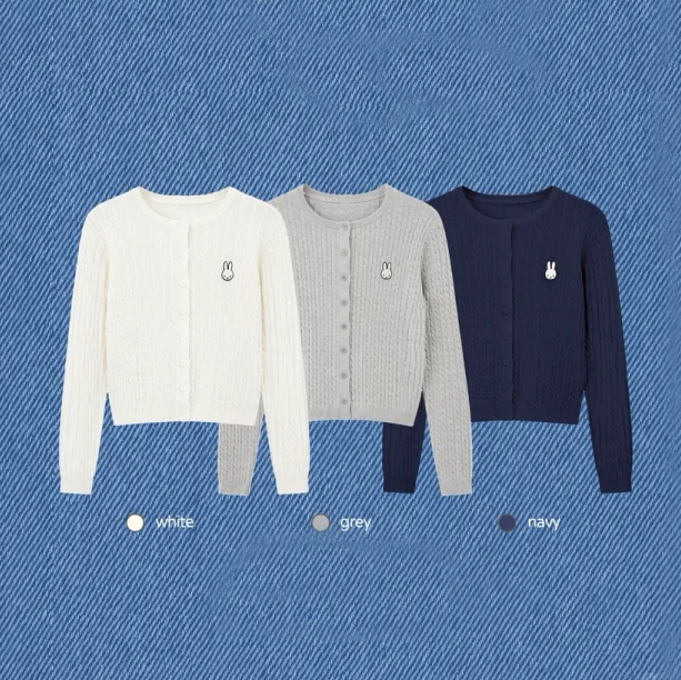 Miffy x w.management - Round-Neck Embroidered Knit Cardigan