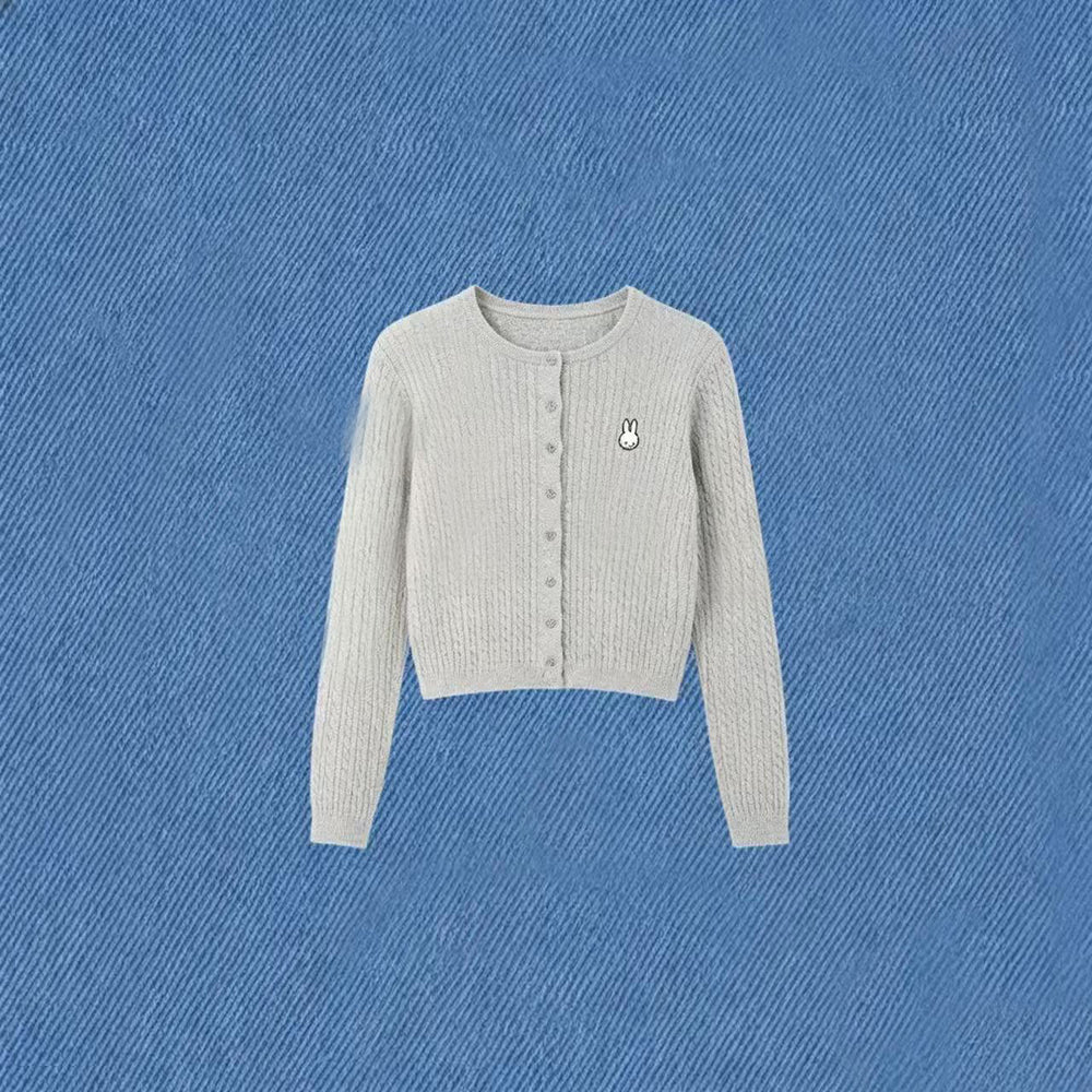 【Pre-Order】Miffy x w.management - Round-Neck Embroidered Knit Cardigan