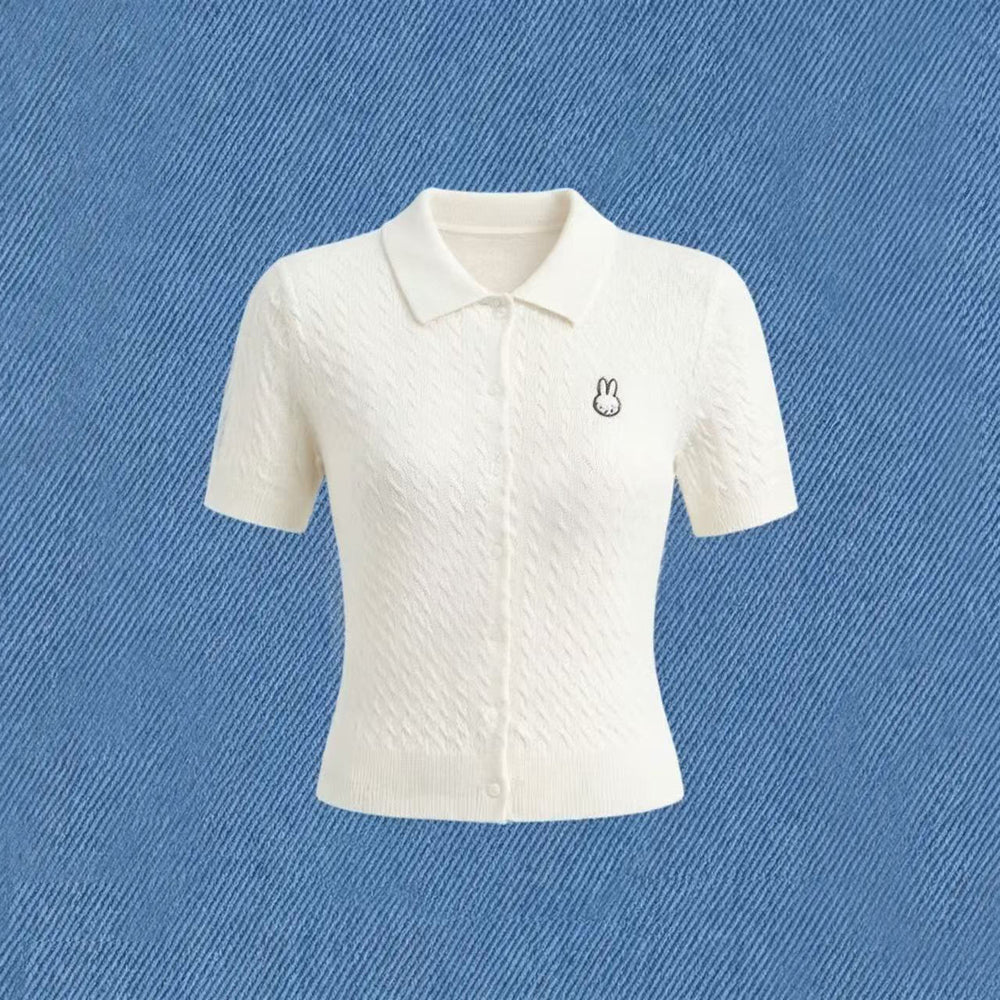 【Pre-Order】Miffy x w.management - Collared Short-Sleeve Knit Cardigan